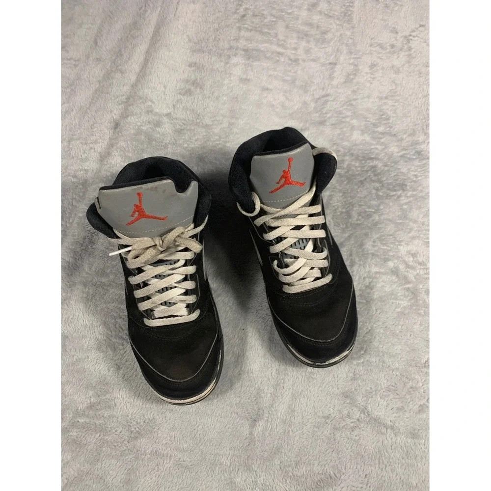 Vintage Jordan Air 5 Retro Metallic Black Silver Youth HF3978-001 US 3Y